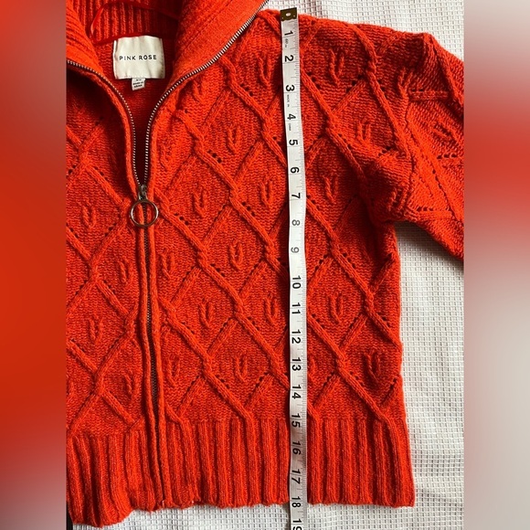 Pink Rose Women’s Orange Cozy Turtleneck Knit Zip Up Sweater Size XS - Picture 6 of 14